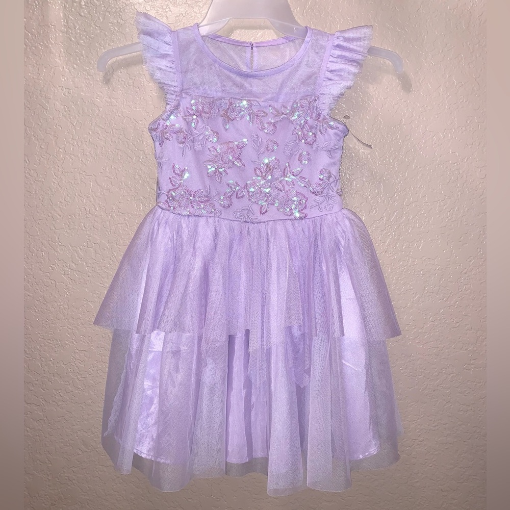 Zenzi Purple Floral sequins tulle Dress Girls size 8
